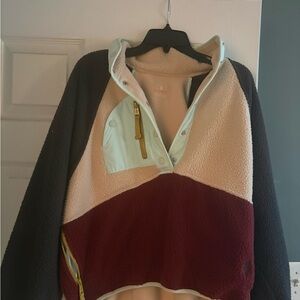 FP Movement by Free People Colorblock Jacket - Cream, Burgundy, Black